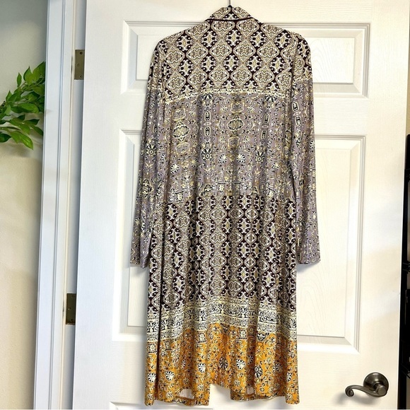 LOGO Longline Duster Patchwork boho cardigan kimono Jacket women’s size XS - Picture 6 of 12